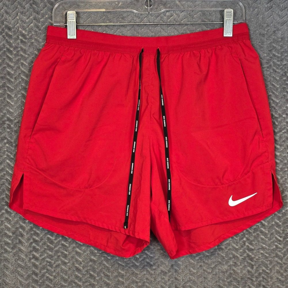 Nike Running Shorts Womens Red Athletic Gym Liner Zipper Pocket Reflective 4in